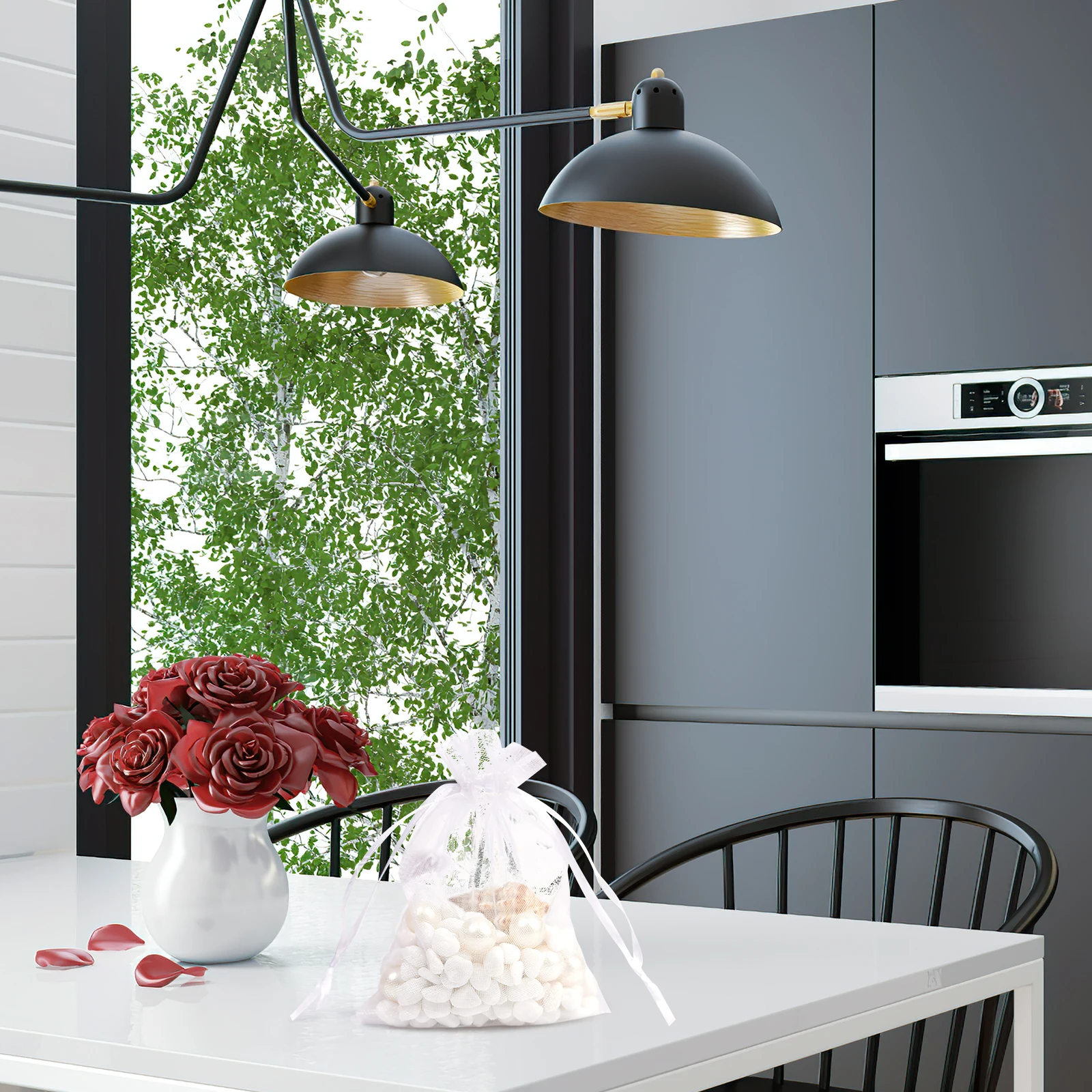 

25Pcs White Organza Drawstring Bags Mesh Sheer Candy Jewelry Pouches Party Favor Wedding Holiday Treats White Organza Bags