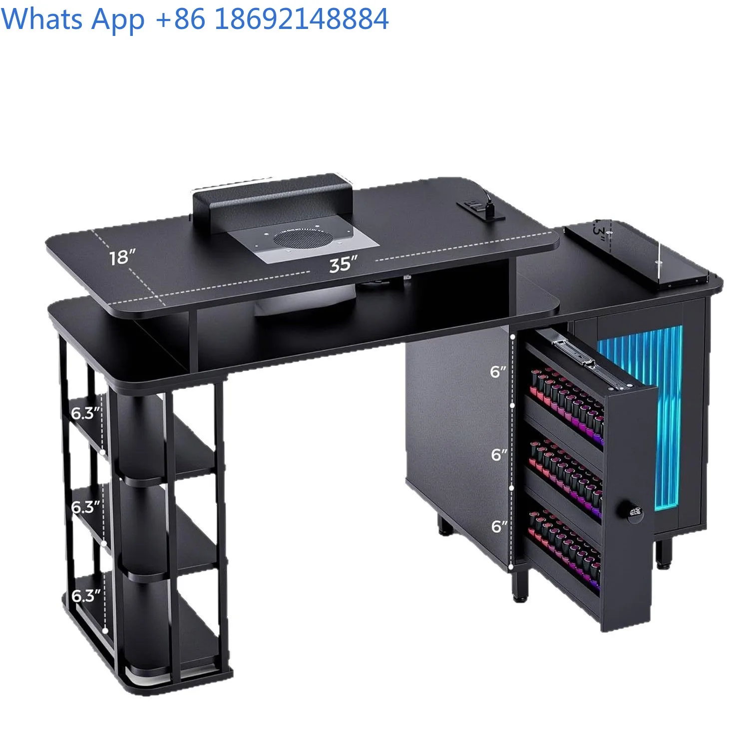 Nail Table with Dust Collector and Charging Station Adjustable Length Detachable