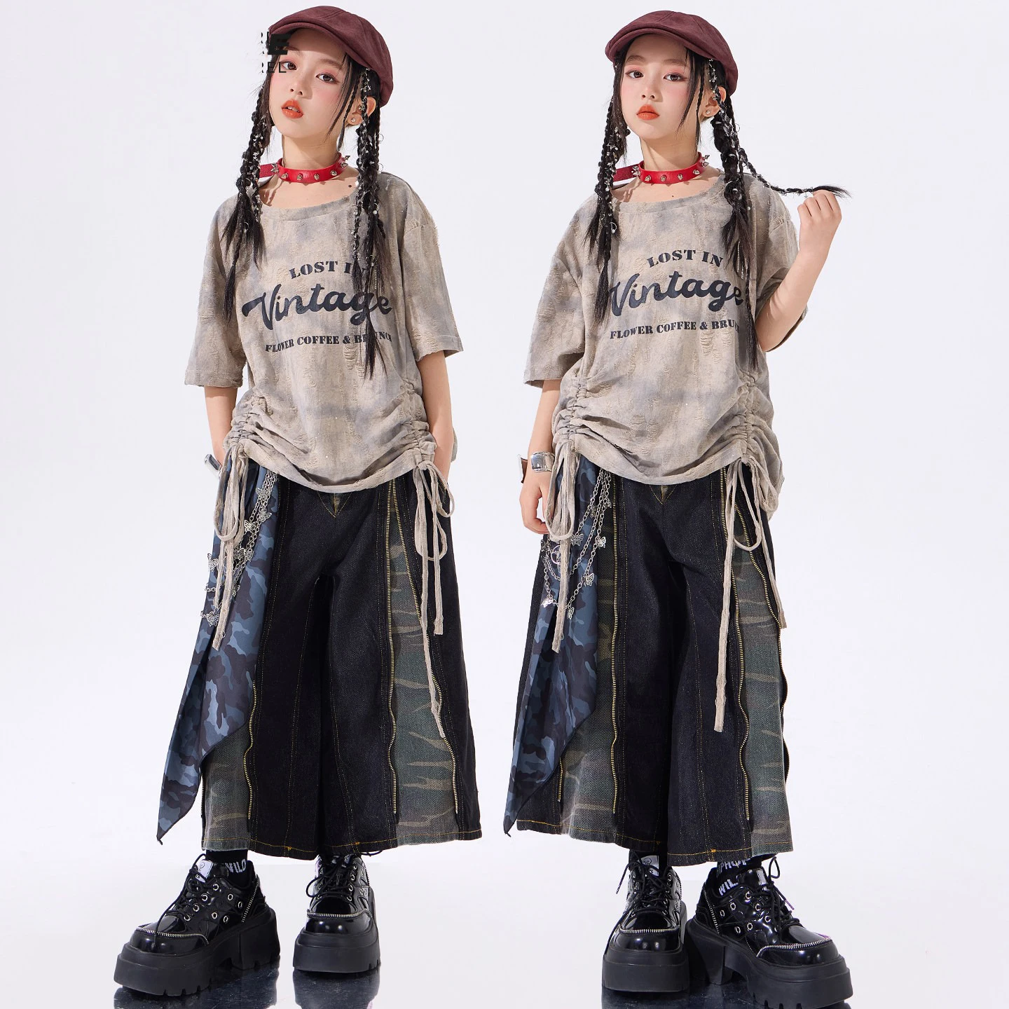

Girls Hip Hop Costume Short Sleeves T Shirt Tops Baggy Cropped Pants Chidlren Jazz Dance Performance Clothes Summer Street Wear