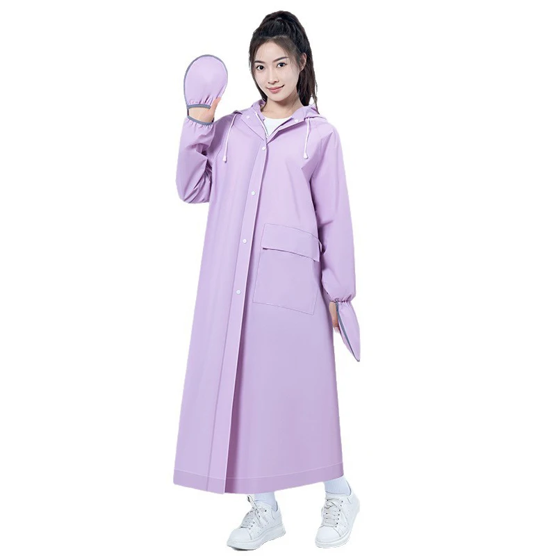 Unisex Adult Student Long Raincoat EVA Thick Poncho Full Body Rainstorm Proof Motorcycle Riding Button and Zipper Windbreakers