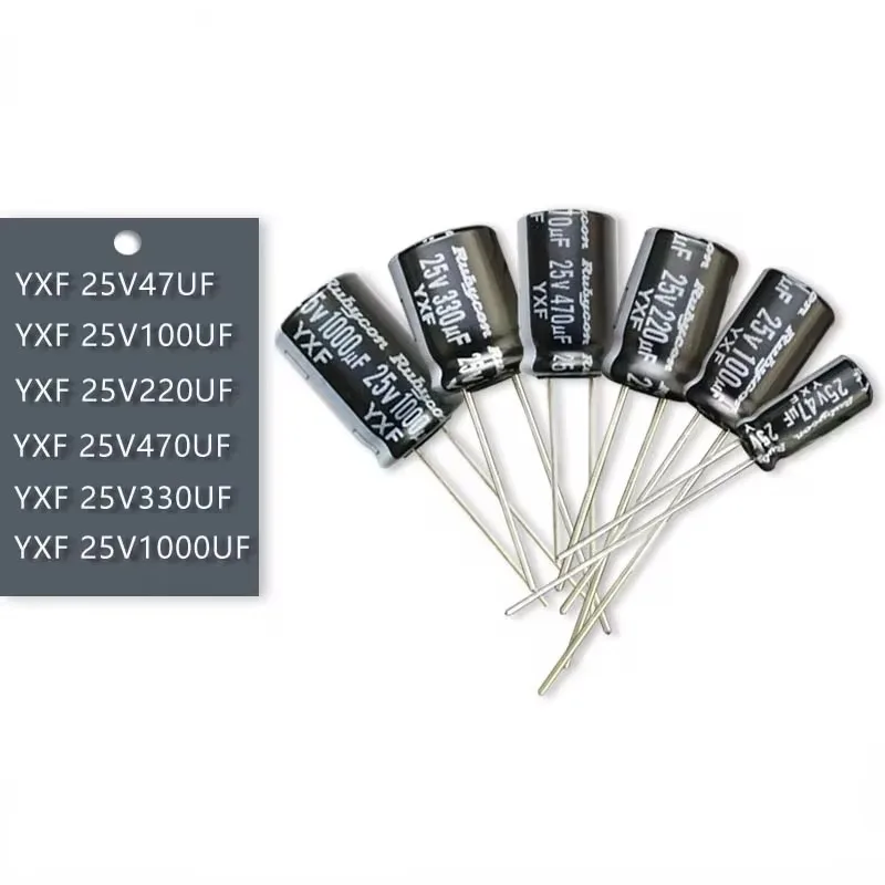 10pcs Rubycon YXF 25V 47uF 100uF 220uF 330uF 470uF 1000uF 2200uF High frequency Low ESR LongLife Aluminum Electrolytic Capacitor