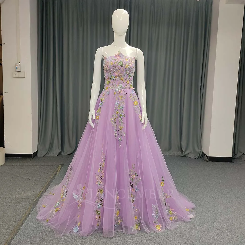 Long Purple Customized Quinceanera Dresses A-line 2025 Strapless Straps Party Dress Plus Size vestidos de 15 años quinceañeras