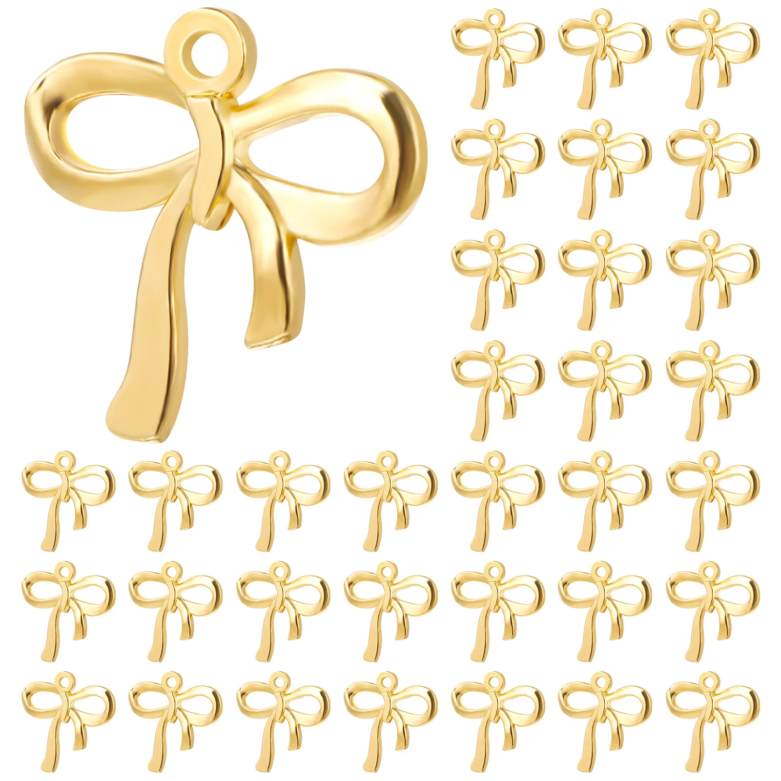 100 Pcs DIY Material Jewelry Supplies Bag Decor Metal Alloy Clothes Earrings Golden Bowknot Shape Accessories