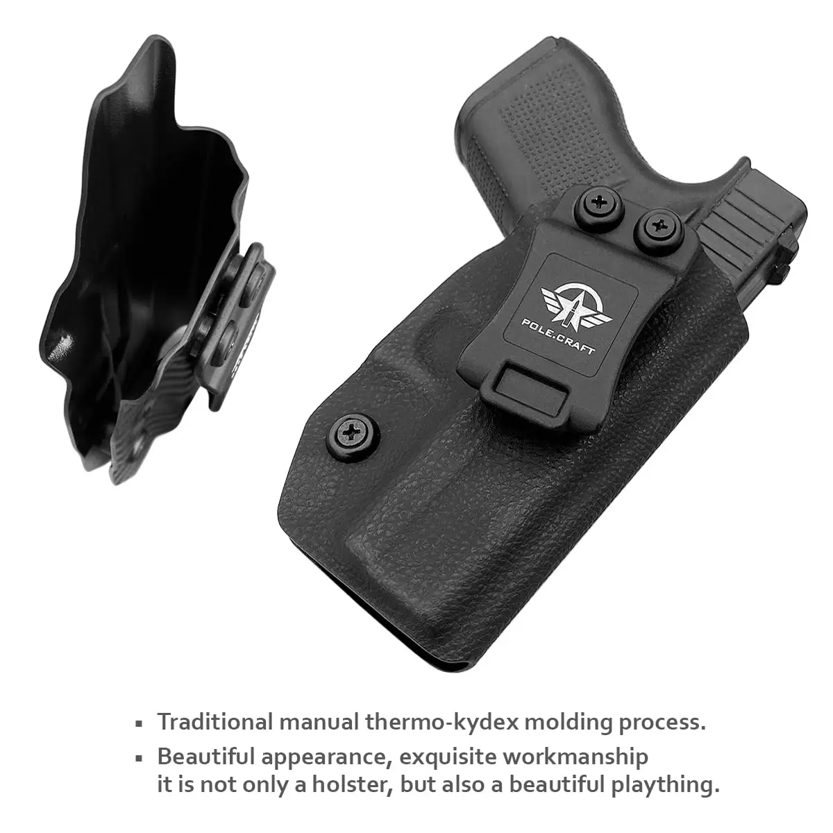 IWB Kydex Holster for for Glock 43 / Glock 43X  Dermatoglyph Kydex Holster IWB- Inside Waistband Concealed Carry Holster - Right