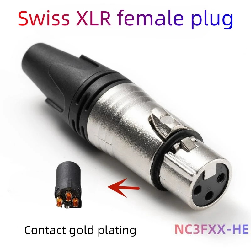 3 Pin Red Ring XLR Male Connector, gold-plated contacts, compatible with Neutrik standard. audio plug for microphone