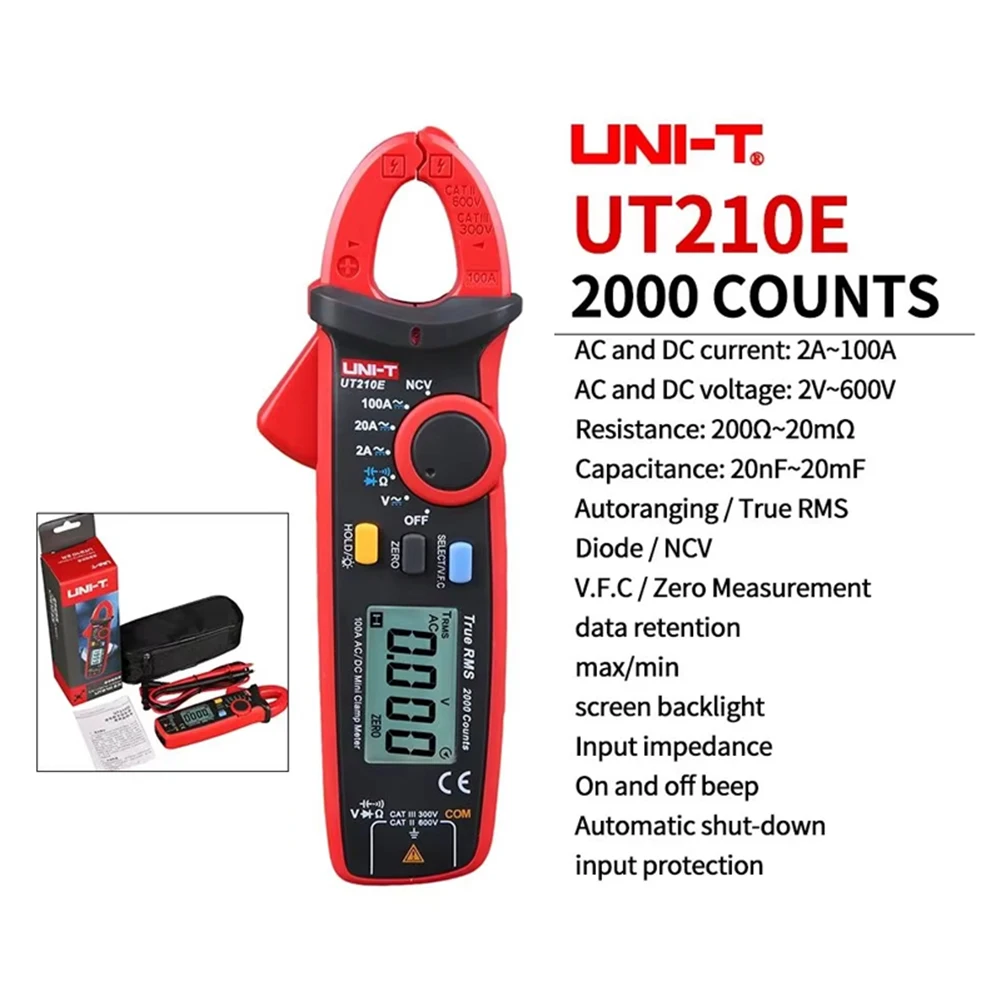 UT210E UT210D Clamp Meter AC/DC Digital Voltmeter Ammeter Pliers Multimeter NCV Clamp Professional Electrical Multitester