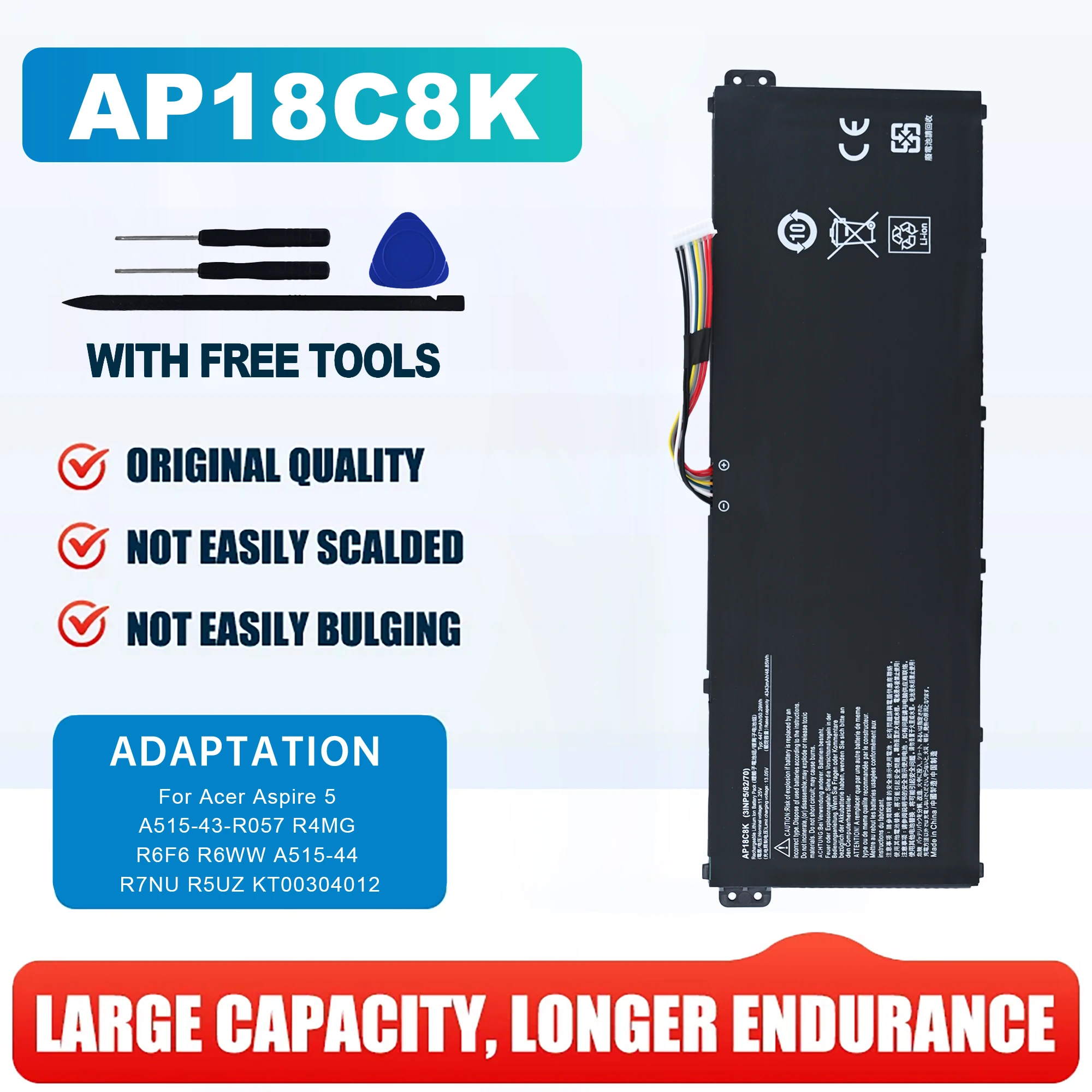 New AP18C8K Laptop Battery For Acer Aspire 5 A514-52G,A514-54,A515-44,A515-56,SPIN 3 SP314-54N,SWIFT SF314-57G,P2 TMP215