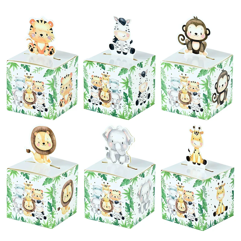 

24pcs Jungle Animal Candy Boxes Zoo Treat Gife Box Forest Jungle Theme Party Decoration Supplies 1st Birthday Decor Baby Shower