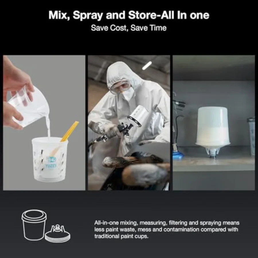 Kit de pistola pulverizadora HVLP con 4 boquillas 1,4 mm 1,7 mm 2,0 mm 2,5 mm Ideal para pintura de automóviles profesional Refinamiento de muebles y bricolaje profesional