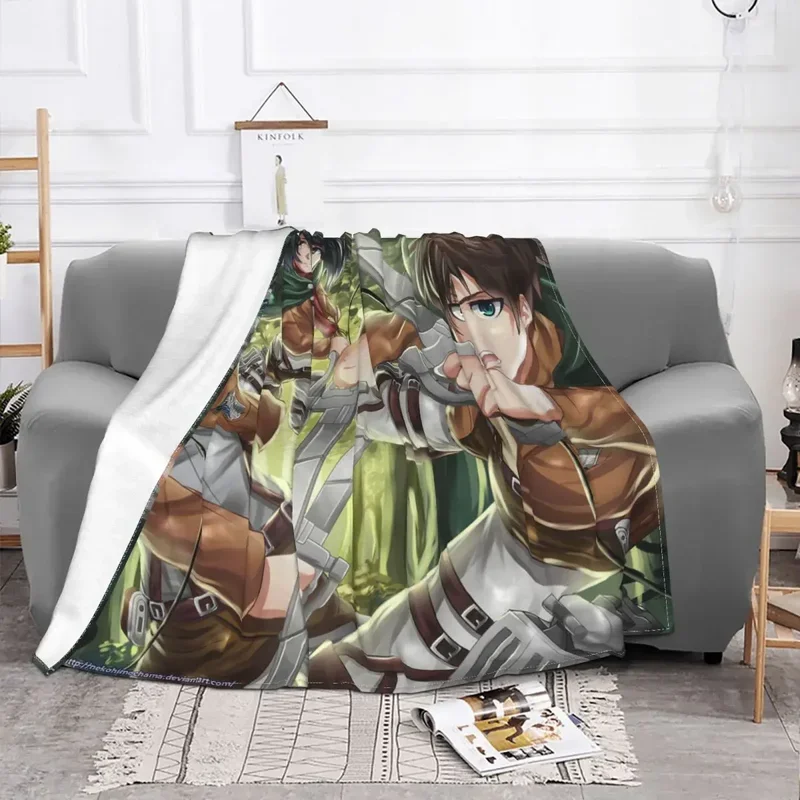 Attack On Titan Flannel Throw Blankets Shingeki No Kyojin Anime Blanket for Bedding Car Super Warm Bedroom Quilt