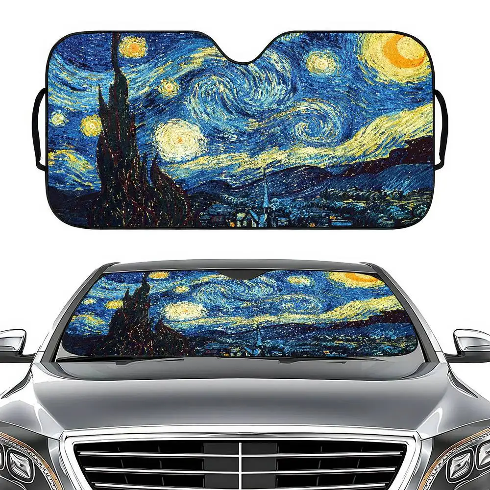 

Starry Night Van Gogh Art Windshield Sun Shade For Car SUV Truck Front Window Sun Shade Accessory Visor Protector Shield Cover