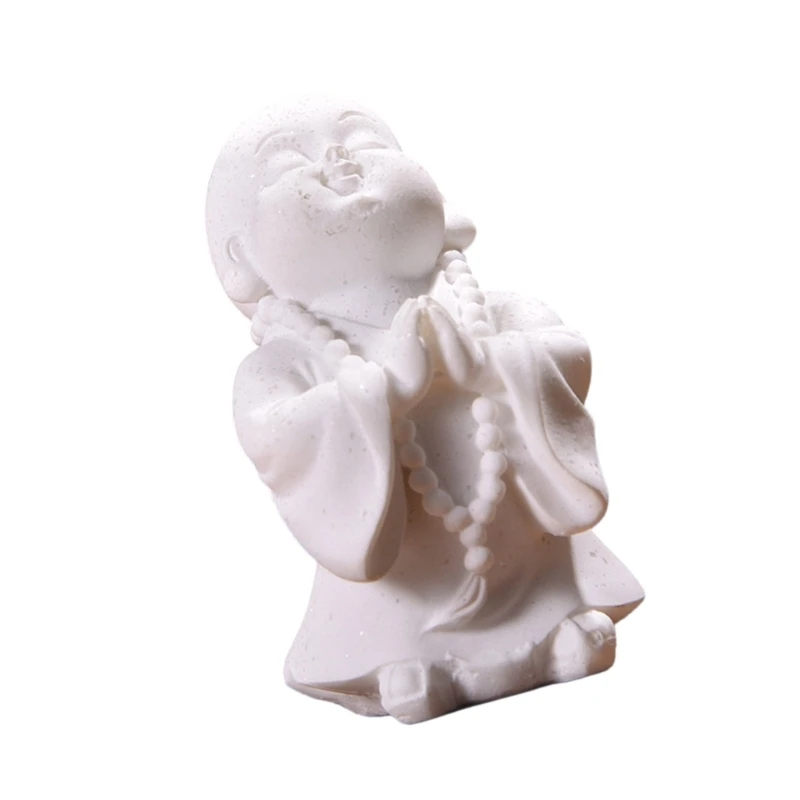 Elegant Resin Monk Sculpture Sitting Buddhism Figurine for Desk or Table Gift