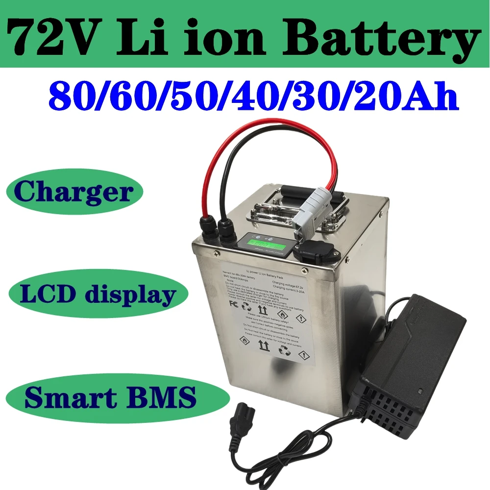 20S 72V 20Ah 30Ah 40Ah 50Ah 60Ah 70Ah 80Ah Lithium ion battery with BMS 3000W for motorcycle electric car pedal moto+84V charger