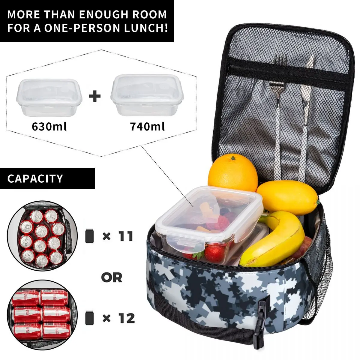 Abstract Camo Splash Background Lunch Bag For Women Lunch Box Fashion School Cooler Bag Portable Oxford Thermal Tote Handbags