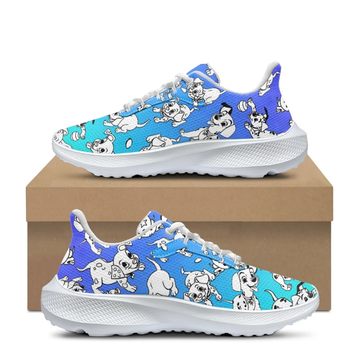 Cartoon Dalmatians Print Shoes Women Men Sneakers Running Shoes Breathable Couple Footwear Fashion Cute Dog Teen Casual Footwear