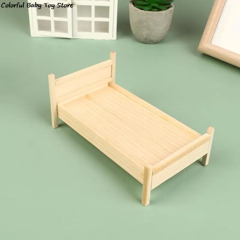 1Pcs Dollhouse Miniatuur Simulatie Bed Model Diy Accessoires Scène Meubels Speelgoed