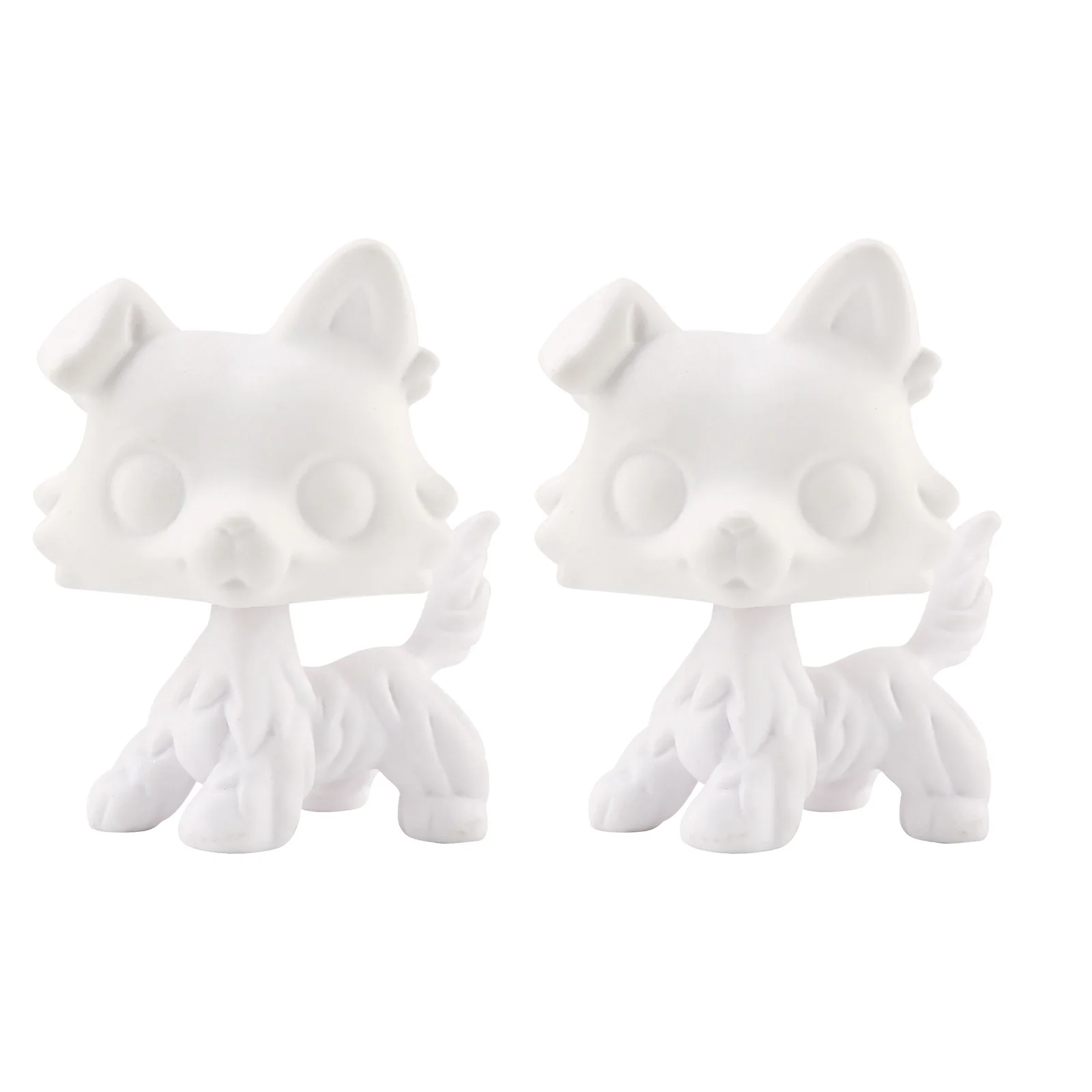 2 Pcs Minilpsshop White Base Pet Toy Shorthair Cat Wolfcat Collie Great Dane Dachshund Husky Deer Figure Kids Gift for LPS image 3