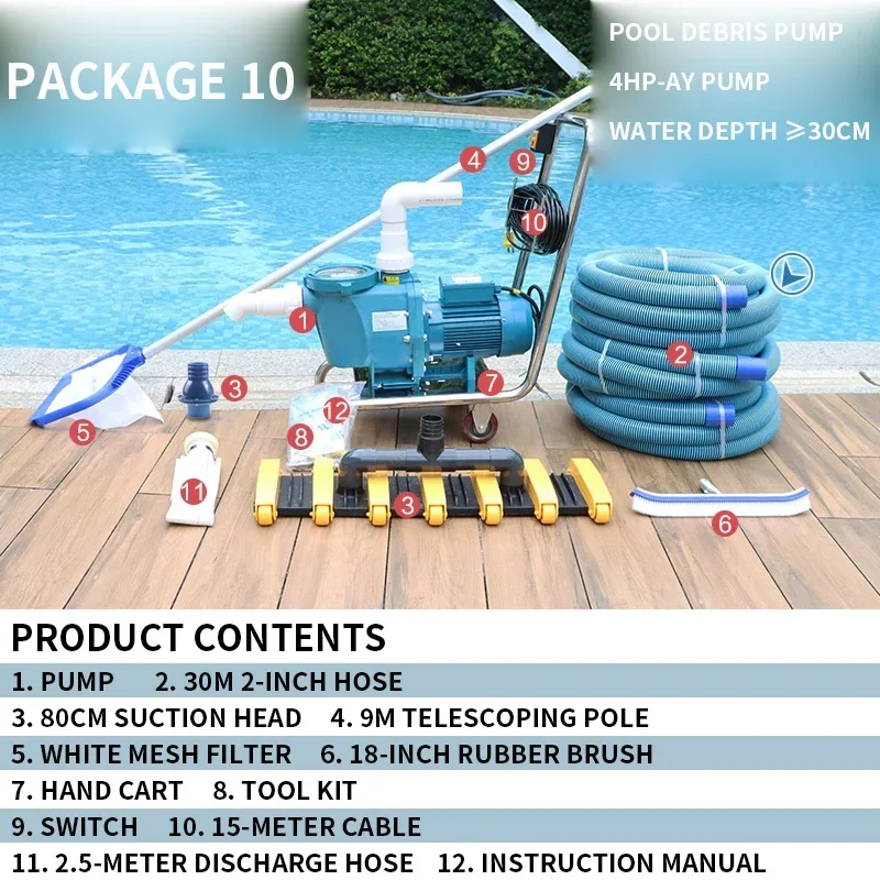 220V Swimming Pool Vacuum Cleaners, Fish Pond Bottom Suction Pumps, Underwater Vacuum Cleaners and Cleaning Equipmen(Customized)