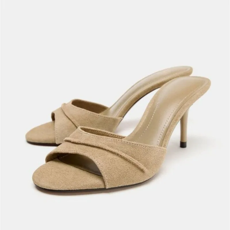 Spitze Damen-Sandalen 2026 – Neue Sommer-Slip-On-Sandalen für Damen mit Peep-Toe und Stiletto-Absatz für Outdoor