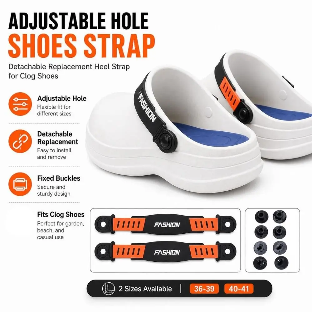1pair Adjustable Hole Shoes Strap Detachable Secure Fit Sandals Straps DIY Shoe Decoration Fix Buckles Replacement Heel Straps