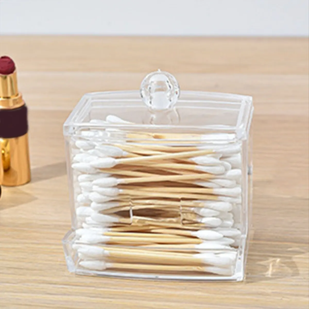 KSOL Cotton Swab Box - Transparent Cover Dustproof Cotton Swab Toothpick Storage Box Multi-Purpose Visible Dispenser