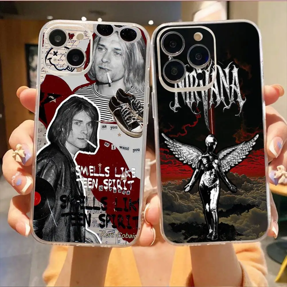 

K-Kurt N-Nirvana C-Cobain Phone Case For iPhone17,16,15,14,13,12,11 Plus,Pro Max Soft Transparent Cover
