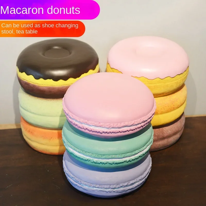 Macaron Donut Design Stool: Decorative Chair, Photography Prop, Ideal for Children's Clothing Store, Bedroom, or Playroom