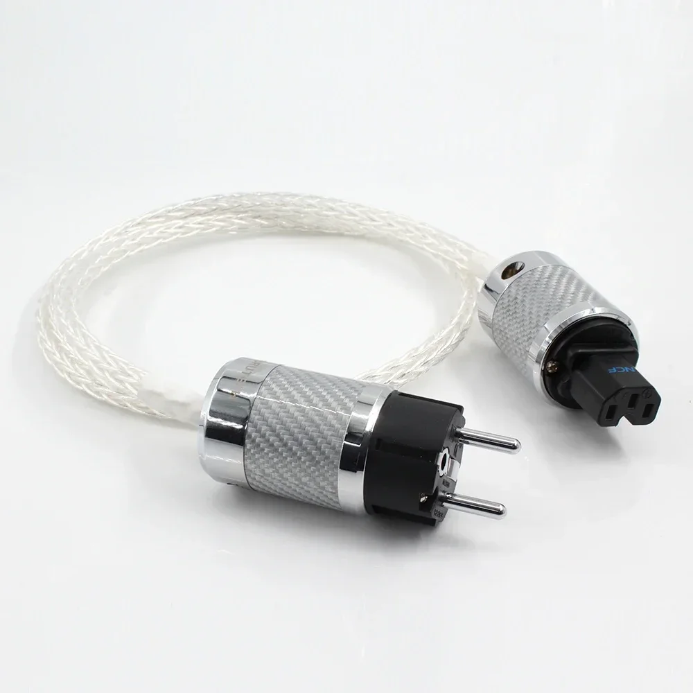 Hi End 8ag  16core Twist Silver plated OCC Power Cable Carbon  EU Power cable schuko supply wire hifi extend cable