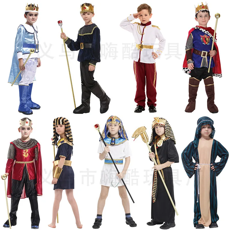 Costume Cosplay per la festa dei bambini di Halloween Costume da spettacolo del faraone per bambini King gioco di ruolo vestito arabo egiziano