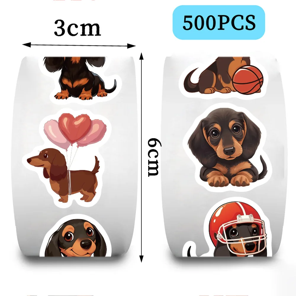 500pcs/roll Animal Dachshunds Cartoon Graffiti Sticker DIY Guitar Laptop Notebook Suitcase Cup Waterproof Sticker Kids Toy Gifts