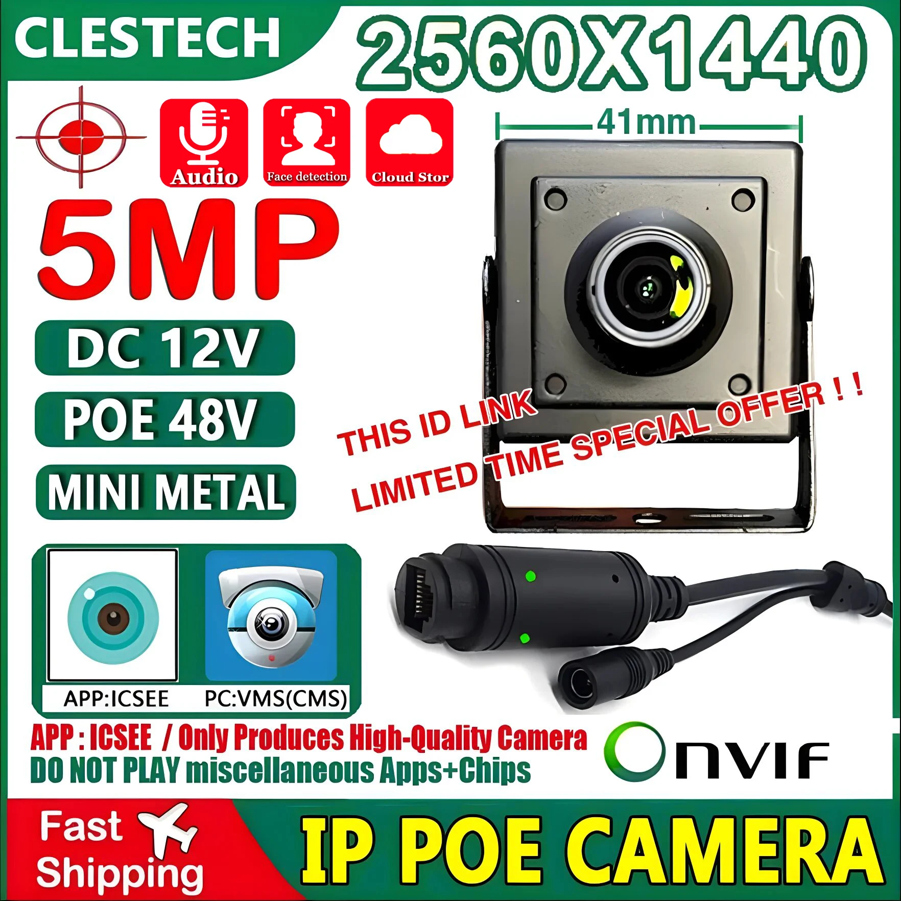 Audio Mic 5MP 2.8mm 3.6/8/12/16 Optional Lens Metal IP Mini Camera POE Digital H265 ONVIF Security Small Face Human Motion Xmeye