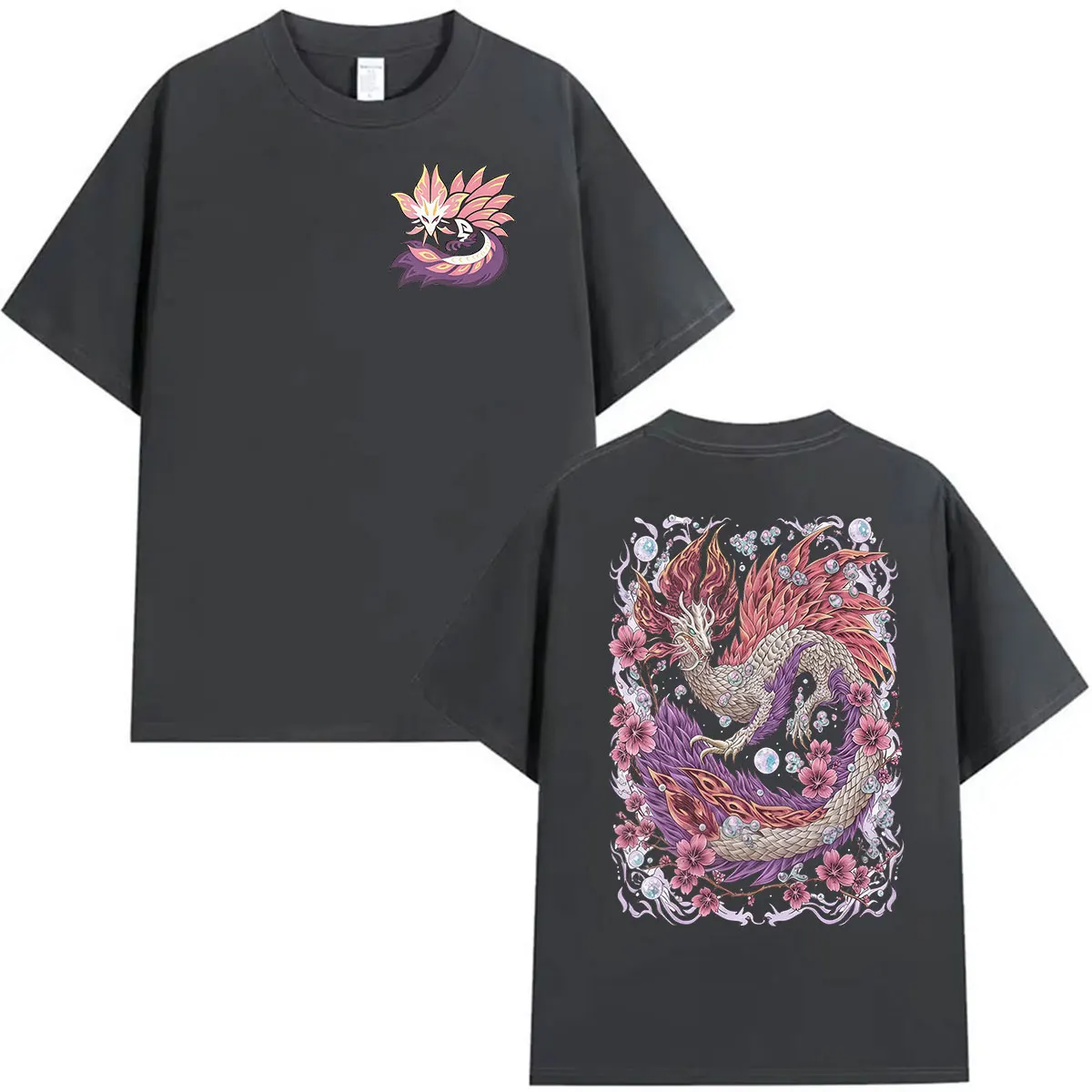 Game Monster Hunter Mizutsune The Bubble Fox Leviathan Print T Shirts Men Women Summer Fashion Vintage Oversized Cotton T-shirt