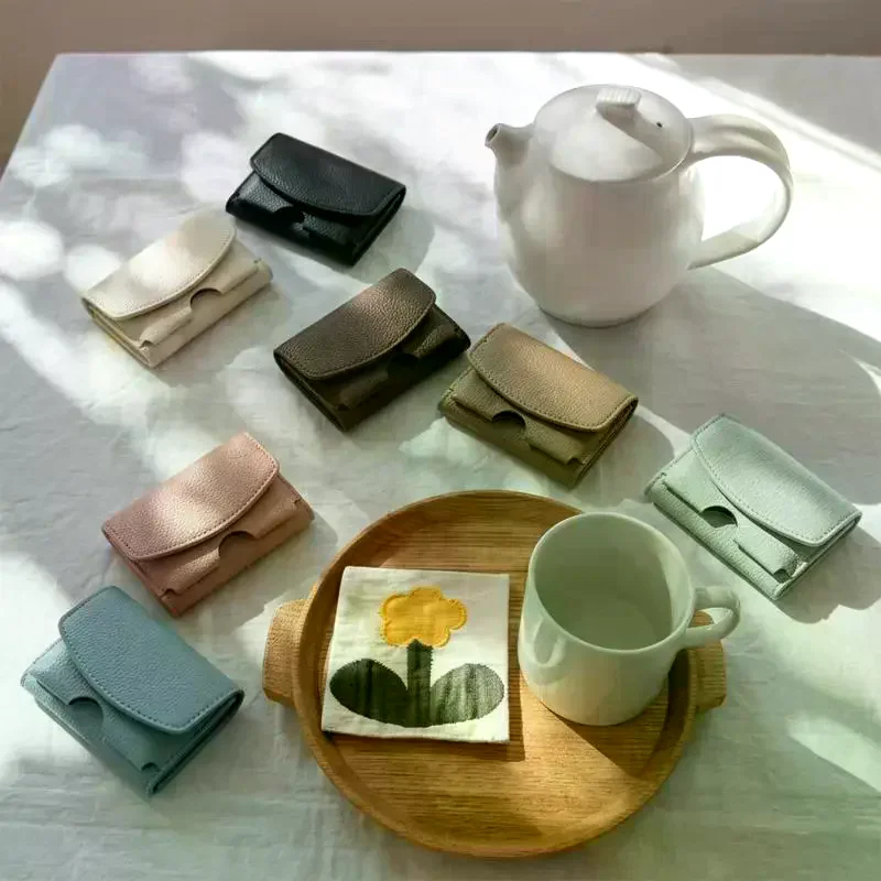 Mini Short PU Leather Women Wallet Minimalist Multi Card Slots Coin Purse Soft Touch Multicolor Portable Small Clutch Girls Gift