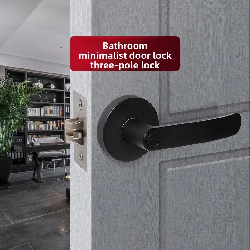 

Hotel Bathroom Handle Lock Three-bar Lock Indoor Bedroom Door Channel Household Keyless Door Lock