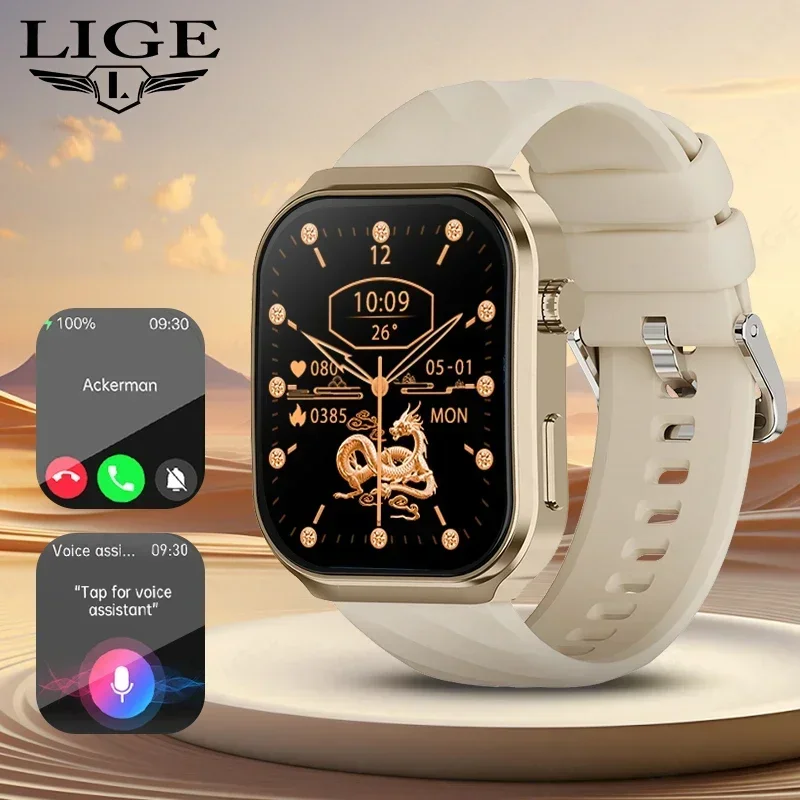 

LIGE New U13 Smart Watch 2.1-inch 3D Square Screen 320*386 Resolution Heart Rate and Blood Pressure Monitoring Men's Smart Watch