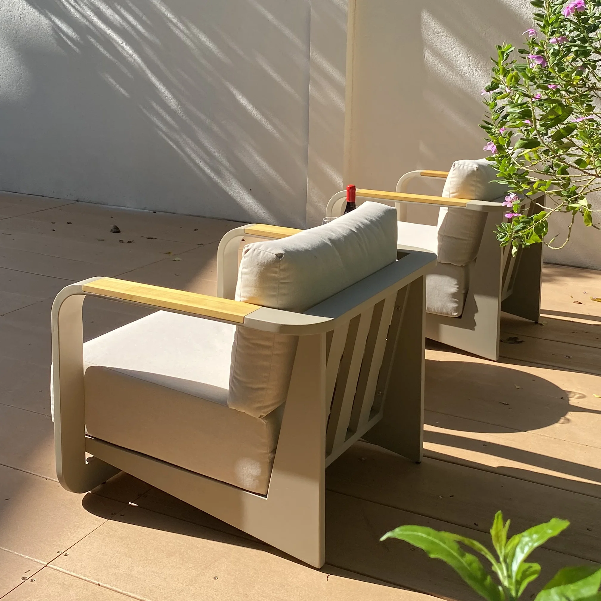 أريكة مفردة من الألومنيوم مع طاولة جانبية مستديرة #5