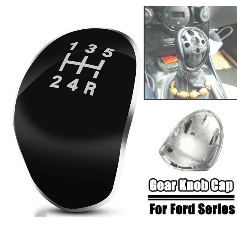 Black ABS 5 Speed for Ford Fiesta Focus Car Gear Shift Knob Shift Lever Head Cap Cover Replacement Car Styling Accessories