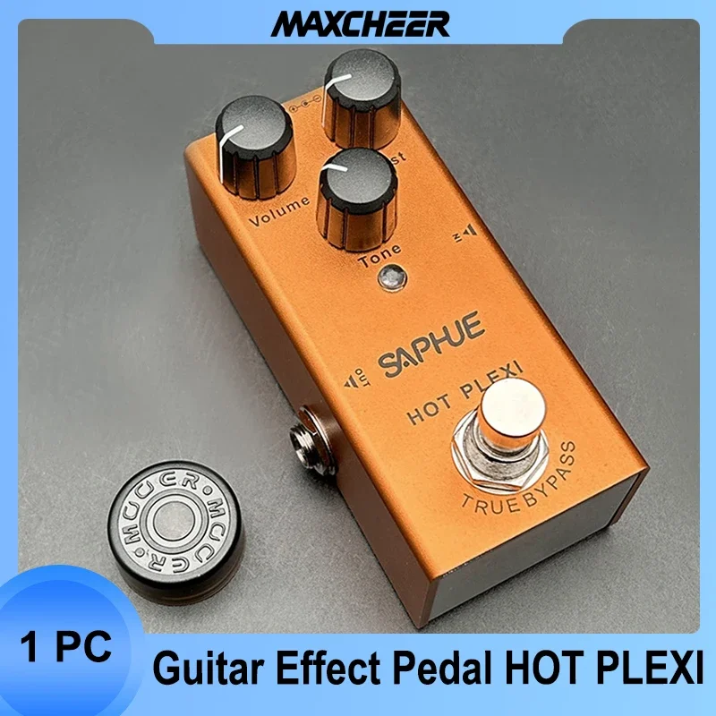 SAPHUE Electric Guitar HOT PLEXI Volume/Dist/Tone Knob Classic Rock Lead Tone Effect Pedal Mini Single Type DC 9V True Bypass