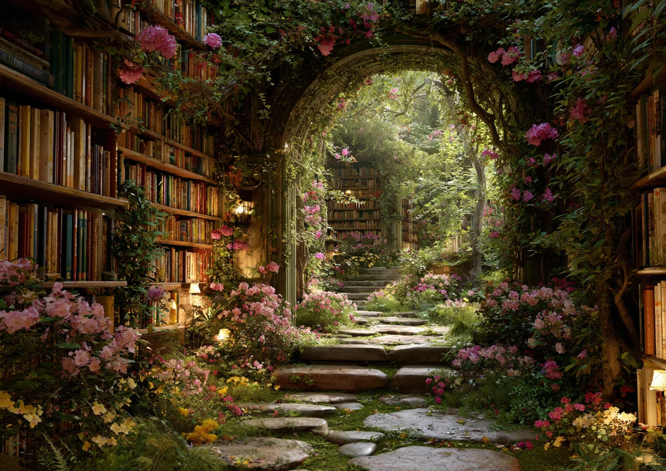 Bannière de fond de bibliothèque forestière, décorations de fête d'anniversaire, fournitures de fond de livre de forêt enchantée, accessoires de photographie