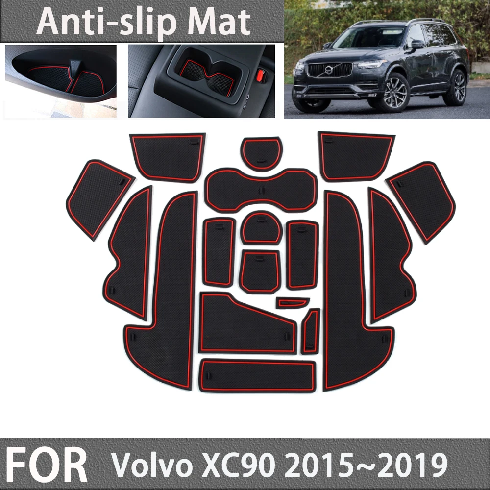 

For Volvo XC90 T6 2015 2016 2017 2018 2019 Anti-slip Rubber Coaster Door Groove Mats Gate Slot Cup Pads Car Stickers Accessories