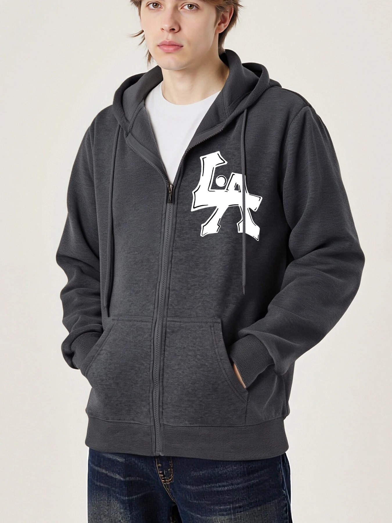 

Urban Art Alphabet Printing Zipper Coats Man Fashion Fleece Hoodies Autumn Soft Sweatshirt Male Street Casual Long Sleeve