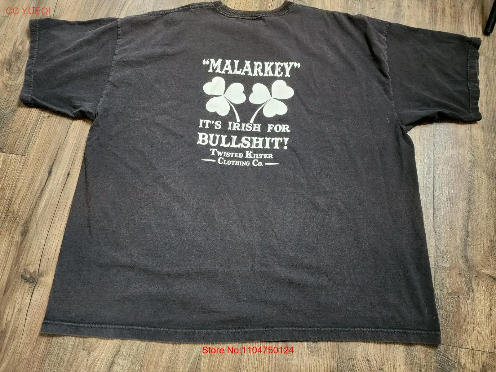 

Vtg Bayside Мужская 5X Malarkey Irish BS Забавная футболка с потертостями, двусторонняя винтажная стираная универсальная футболка США для повседневной носки