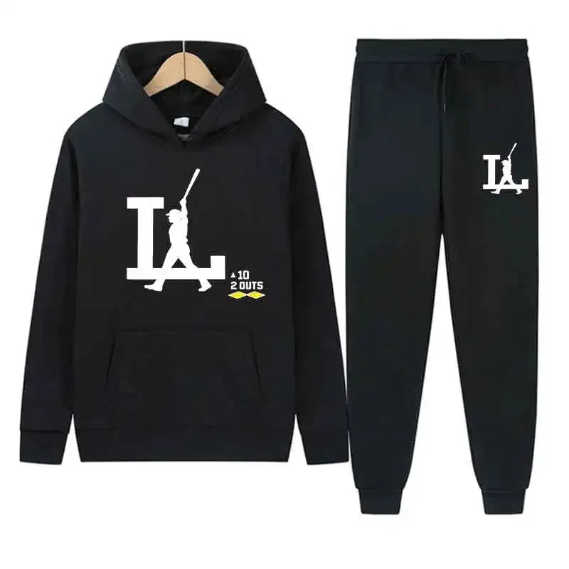 

Весна-Осень 2022, мужские повседневные комплекты из двух предметов, индивидуальные толстовки, уличная мода, спортивный костюм с принтом, топы с капюшоном, узкие брюки