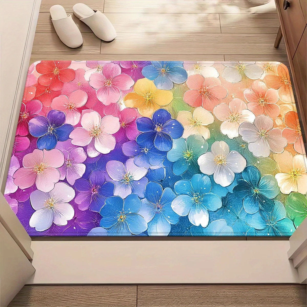 

Яркий коврик для ванной с цветочным принтом, мягкий напольный коврик для ванной комнаты, нескользящий впитывающий коврик для домашнего декора