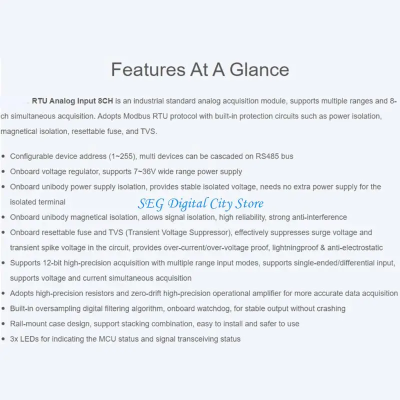 

U75B 8CH Analog Acquisition Module Industrial Precise for Voltage Current Acquisition