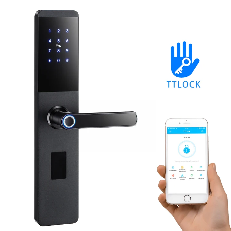 دخول بدون مفتاح بصمة كلمة المرور بطاقة RFID مفتاح التطبيق الرقمي إصبع باب المنزل الذكي الإلكتروني مع