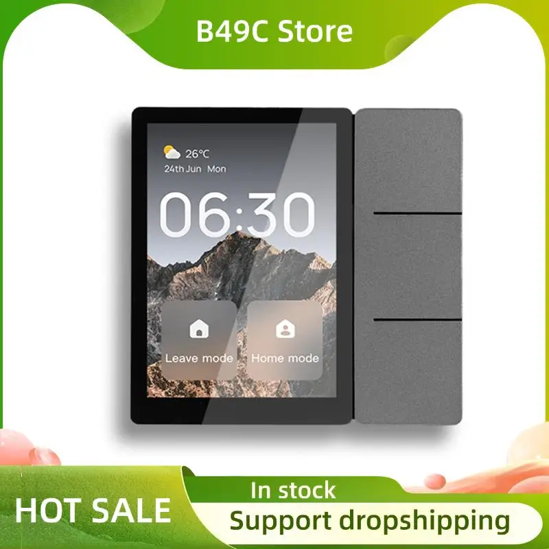 B49C Built-In BT Sigmesh Hub Tuya Wifi 3.5-Inch Smart Center Touch Control Panel Central Screen 3 Relays Physical Buttons