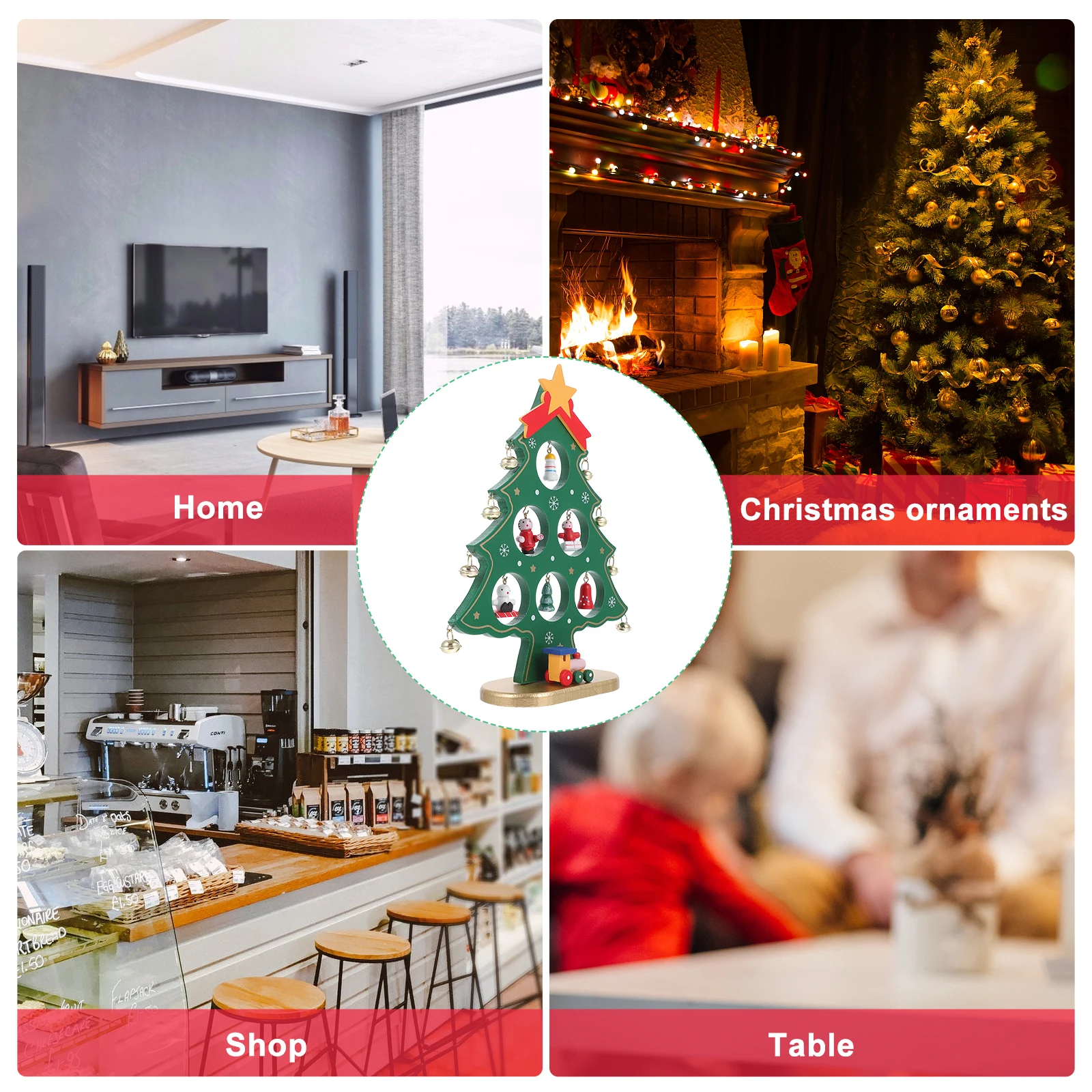 

1Pcs Mini Wooden Xmas Tree Decor Colorful Desktop Ornament Xmas Party Decoration Home Scene Festive Table Adorn