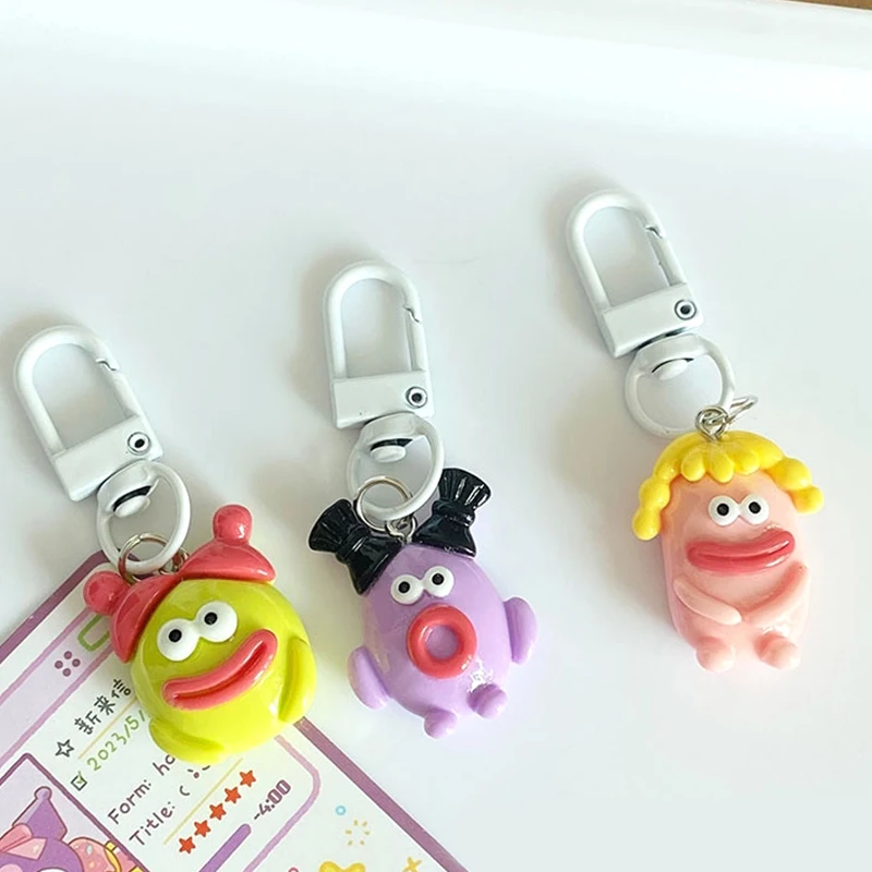 PVC Key Chains Ring Funny Sausage Big Mouth Monster Cartoon Doll Pendant Key Ring Backpack Charms Car Decoration Bag Accessories