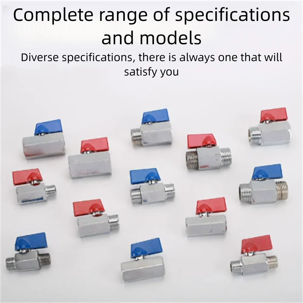 Brass Mini Ball Valve 1/8' to 1/2' BSP Thread Shut-off Valve with Red/Blue Handle for Water/Gas/Oil